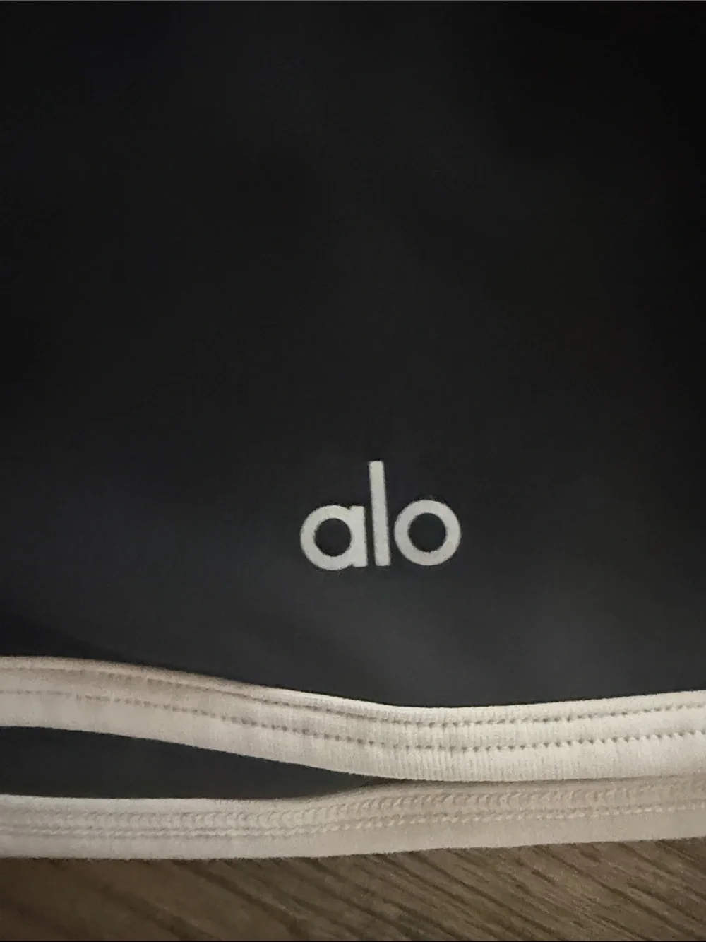 ALO Yoga Black Crop Top with White Trim